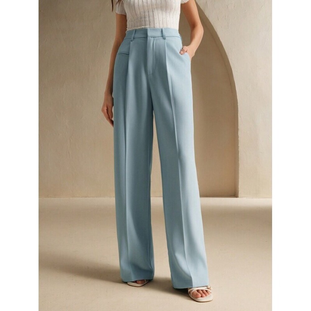 Anewsta Black Urban Chic Casual Loose Straight-Leg Belt Suit Pants - Picture 3 of 6